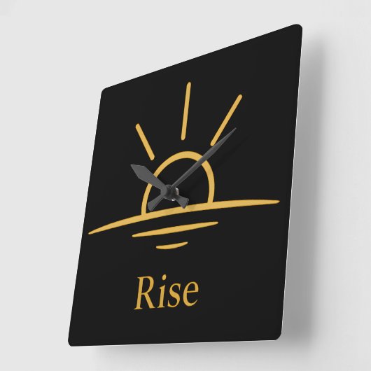 Rise — Minimalist Sunrise スクエア壁時計 (傾斜)