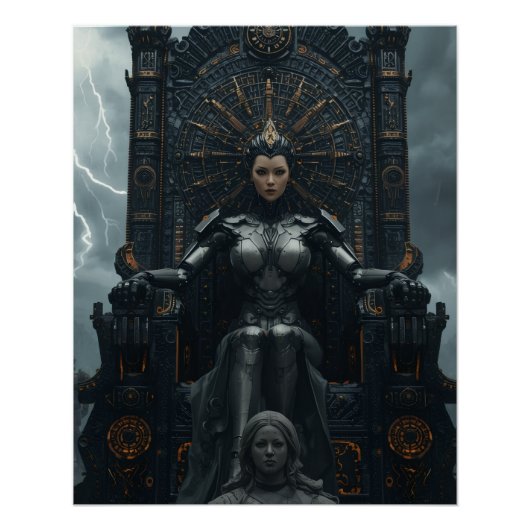  Rise of the AI Empress: Sci fi Cyberpunk Poster ポスター (正面)