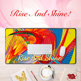 Rise & Shineモチベーション上昇トロピック抽象芸術 デスクマット
