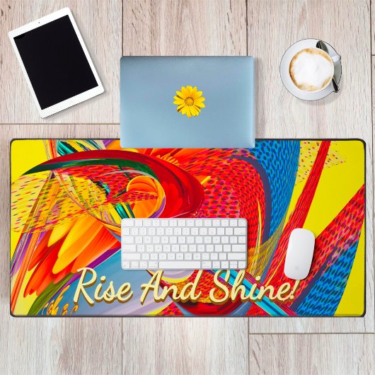 Rise & Shineモチベーション上昇トロピック抽象芸術 デスクマット