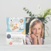 Rise & Shine Brunch Waterカラー子供の誕生日写真 招待状 (スタンド正面)
