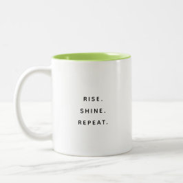 Rise Shine Repeat タイポグラフィ モダン ツートン マグカップ