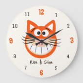 Rise & Shine – Smiling Orange Cat ラージ壁時計 (正面)