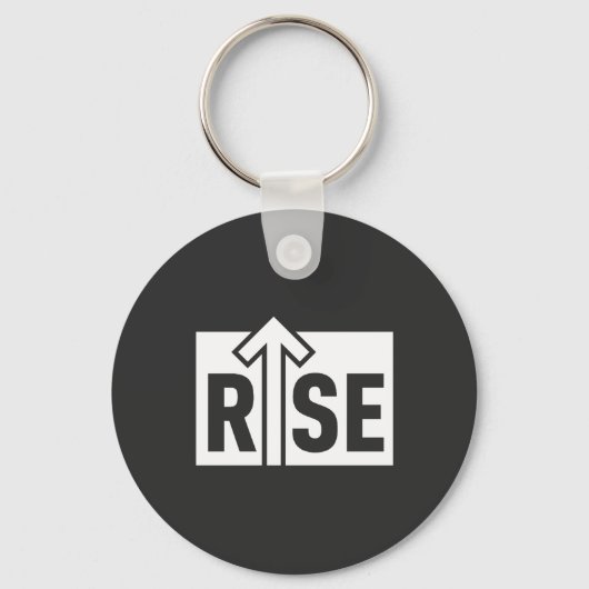 Rise Typographic Uplifting Clean Black Shirt キーホルダー (正面)