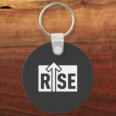 Rise Typographic Uplifting Clean Black Shirt キーホルダー (正面)