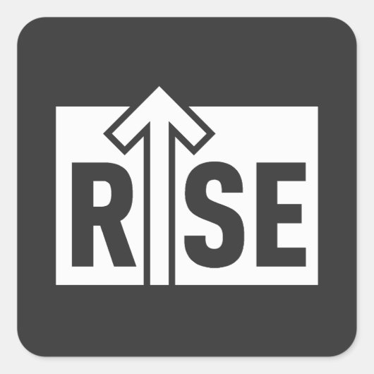Rise Typographic Uplifting Clean Black Shirt スクエアシール (正面)