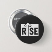 Rise Typographic Uplifting Clean Black Shirt 缶バッジ (正面&裏面)