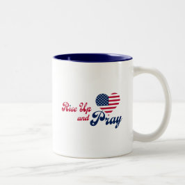 Rise Up & Pray USA 愛国 ツートーンマグカップ