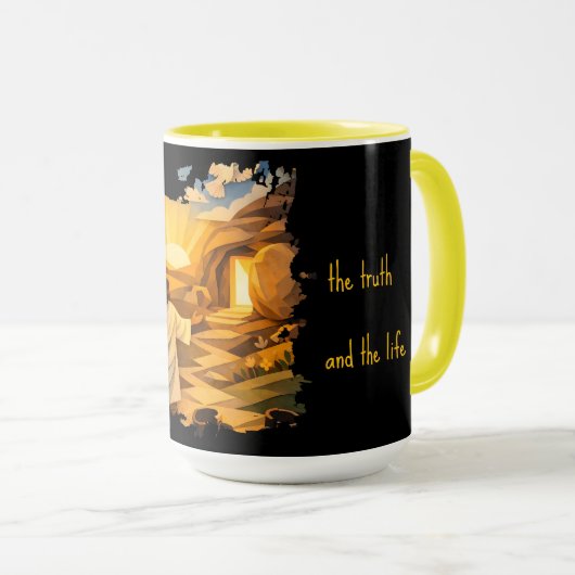 Risen Jesus Empty Tomb 3D Papercut 15oz Coffee Mug マグカップ (正面右)