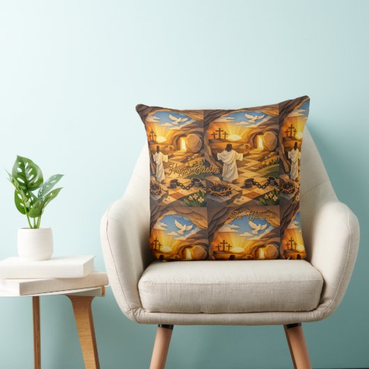 Risen Jesus Empty Tomb 3D Papercut Easter クッション (椅子)