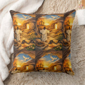 Risen Jesus Empty Tomb 3D Papercut Easter クッション (ブランケット)