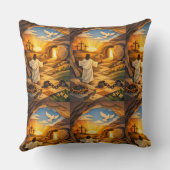 Risen Jesus Empty Tomb 3D Papercut Easter クッション (裏面)