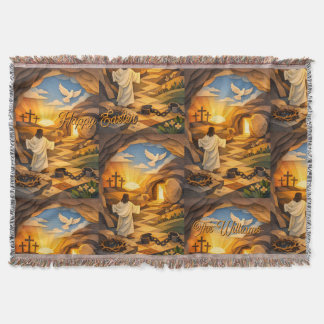 Risen Jesus Empty Tomb 3D Papercut Easter スローブランケット