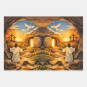 Risen Jesus Empty Tomb 3D Papercut Easter ラッピングペーパーシート (正面3)