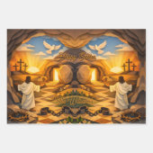 Risen Jesus Empty Tomb 3D Papercut Easter ラッピングペーパーシート (正面2)