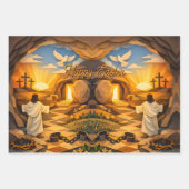 Risen Jesus Empty Tomb 3D Papercut Easter ラッピングペーパーシート (正面)