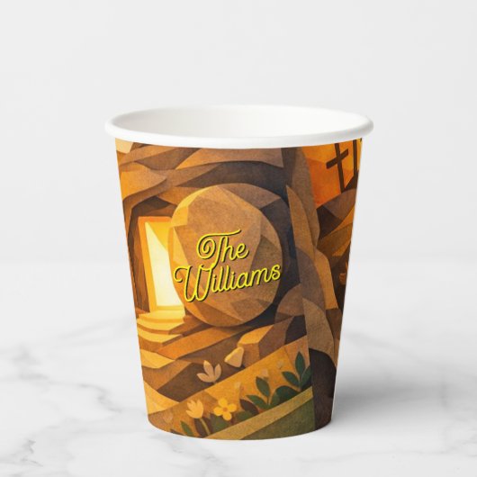 Risen Jesus Empty Tomb 3D Papercut Easter  紙コップ (裏面)