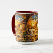 Risen Jesus Empty Tomb 3D Papercut Easter Combo マグカップ (正面左)