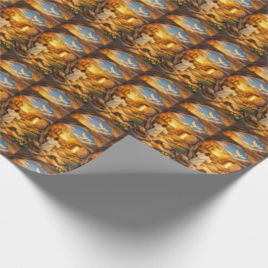 Risen Jesus Empty Tomb 3D Papercut Easter Gift ラッピングペーパー (角)