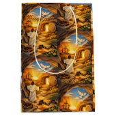 Risen Jesus Empty Tomb 3D Papercut Easter Gift Bag ミディアムペーパーバッグ (正面)