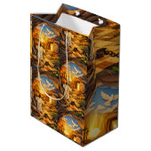 Risen Jesus Empty Tomb 3D Papercut Easter Gift Bag ミディアムペーパーバッグ (裏面アングル)