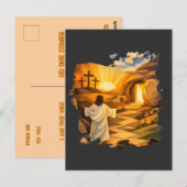 Risen Jesus Empty Tomb 3D Papercut Easter Postcard ポストカード (正面/裏面)