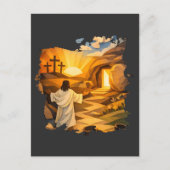 Risen Jesus Empty Tomb 3D Papercut Easter Postcard ポストカード (正面)