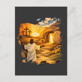 Risen Jesus Empty Tomb 3D Papercut Easter Postcard ポストカード
