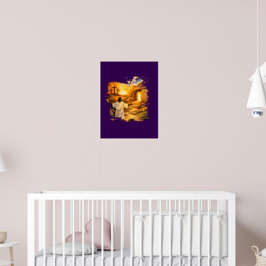 Risen Jesus Empty Tomb 3D Papercut Easter Wall Art ポスター (子ども部屋2)