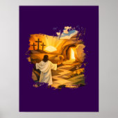Risen Jesus Empty Tomb 3D Papercut Easter Wall Art ポスター (正面)