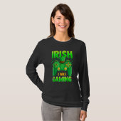 Rish I Was Gaming おもしろい St Patrick's Day Video Gam Tシャツ (正面フル)