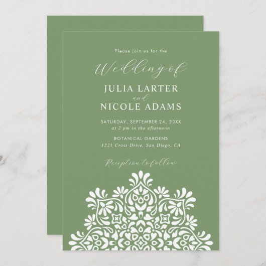 Rising Boho Indian Fusion Floral Mandala Wedding 招待状 (正面/裏面)