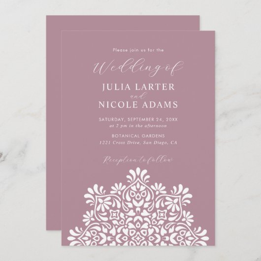 Rising Boho Indian Fusion Floral Mandala Wedding 招待状 (正面/裏面)