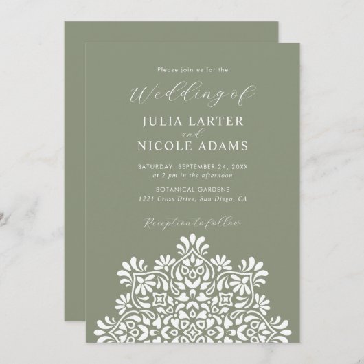 Rising Boho Indian Fusion Floral Mandala Wedding 招待状 (正面/裏面)