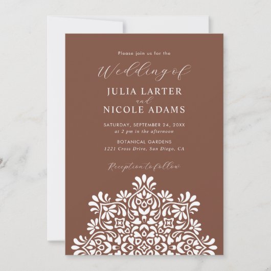 Rising Boho Indian Fusion Floral Mandala Wedding 招待状 (正面)