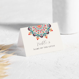 Rising Boho Indo Floral Mandala Wedding Place Card テーブルナンバー