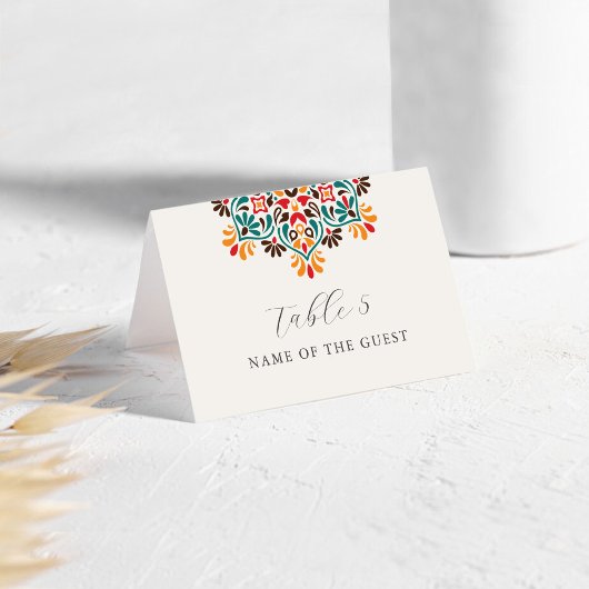 Rising Boho Indo Floral Mandala Wedding Place Card テーブルナンバー