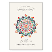 Rising Boho Indo Floral Mandala Wedding Place Card テーブルナンバー (正面)