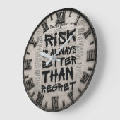 Risk Is Always Better Than Regret Motivational ラージ壁時計 (傾斜)