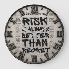 Risk Is Always Better Than Regret Motivational ラージ壁時計