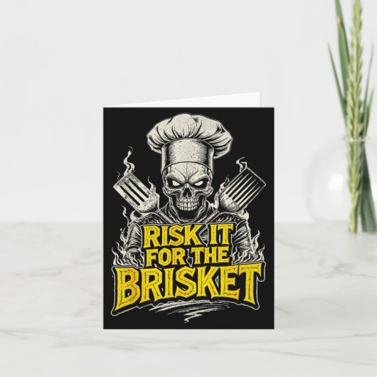 Risk It For The Brisket Funny Bbq Lovers Grill Smo カード (正面)