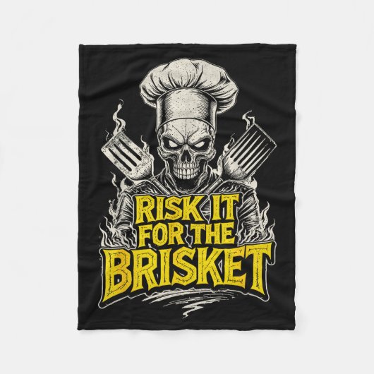 Risk It For The Brisket Funny Bbq Lovers Grill Smo フリースブランケット (正面)