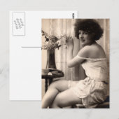 Risque vintage flapper girl French photo Postcard ポストカード (正面/裏面)