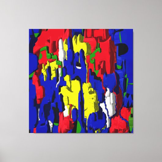 Risse im Blau, abstrakt キャンバスプリント (正面)