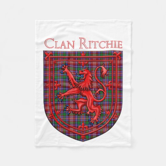 Ritchie Tartan Scottish Plaid Lion Rampant フリースブランケット (正面)