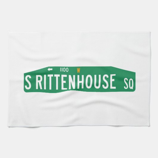 Rittenhouseスクエア、フィラデルヒィアのPAの道路標識 キッチンタオル (横)