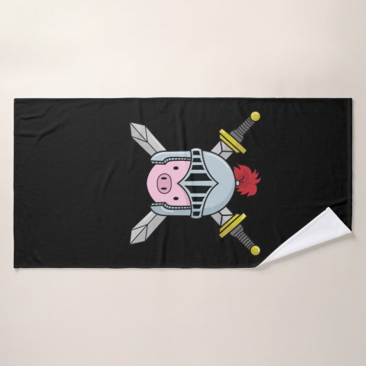 Ritter Schweinchen mit Rüstung Helm und Schwert バスタオル (バスタオル)