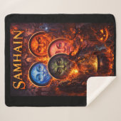 Ritual celestial moon faces Gothic fantasy fleece  シェルパブランケット (正面(横))