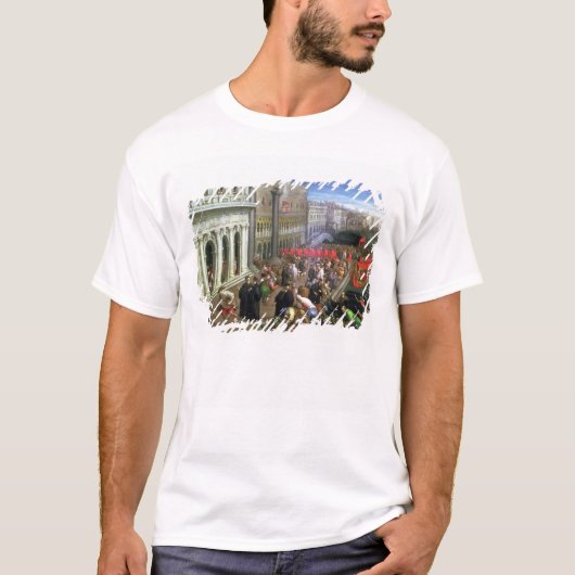 Rivaのdegli Schiavoni、ベニス(キャンバス) (detaの油 Tシャツ (正面)