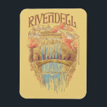 RIVENDELL™ Fellowship Watercolor Illustration マグネット<br><div class="desc">Escape to the hidden valley of Rivendell™ with this enchanting Lord of the Rings™ design inspired by the beauty and serenity of the Elven refuge. Featuring graceful bridges, cascading waterfalls, and elegant architecture nestled among autumn-kissed trees, this artwork captures the peaceful majesty of the Last Homely House. The Fellowship travels...</div>
